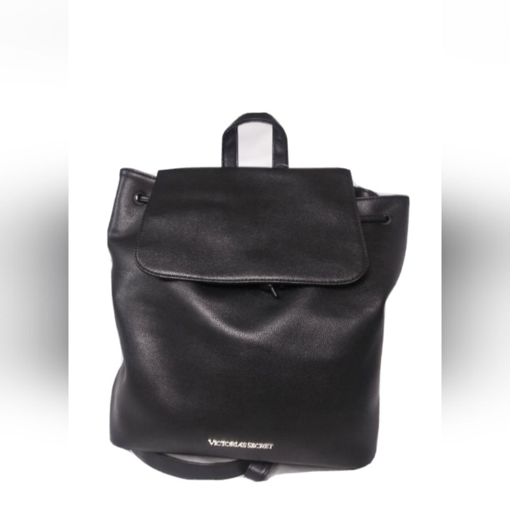 Victoria Secret Backpack Bag Black Faux Leather Purse Retail $85 - Picture 4 of 6
